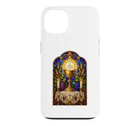 Custodia per iPhone 13 Opera d'arte a mosaico gotico cattolico calice ed eucaristia