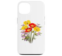 Custodia per iPhone 13 Papaveri rossi e gialli e viole del pensiero Full Bloom Shapes Mania