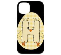 Custodia per iPhone 13 Pasqua pulcino lettera H Gingham alfabeto arte