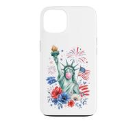 Custodia per iPhone 13 Patriotic Lady Liberty Bubble Gum American Flag Art Tee