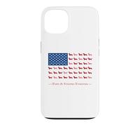 Custodia per iPhone 13 Paws Stripes 4th July Flag Black Long Haired Dachshund Lover