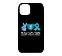 Custodia per iPhone 13 Peace Love Cure Consapevolezza del mutismo selettivo, colore: verde acqua, speranza