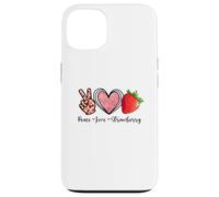 Custodia per iPhone 13 Peace Love Strawberry Shirts Farmer Fragole Amante Frutta