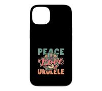Custodia per iPhone 13 Peace Love Ukulele Hippie, lettore musicale hawaiano retrò