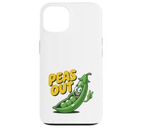 Custodia per iPhone 13 Peas Out - Divertente gioco di parole a forma di pisello con scritta «Peas Out Giving Peace»