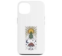 Custodia per iPhone 13 Pino Sole Luna Fungo Foresta Celeste Boho Folk Art
