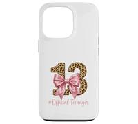 Custodia per iPhone 13 Pro 13° compleanno leopardato fiocco rosa ufficiale teen