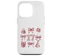 Custodia per iPhone 13 Pro 17° Compleanno Ragazza Coquette Fiocchi Rosa Diciassette Anni