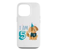 Custodia per iPhone 13 Pro 5° Compleanno Ragazzo Cane Cuccioli Bambini Ho 5 anni