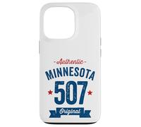 Custodia per iPhone 13 Pro 507 Minnesota Codice Area Distressed Autentico Blu Testo