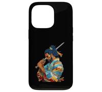 Custodia per iPhone 13 Pro Afro Americano Samurai Anime Cartoon Giapponese Bushido Guerriero