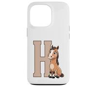Custodia per iPhone 13 Pro Alfabeto Lettera H con Ritratto di Cavallo