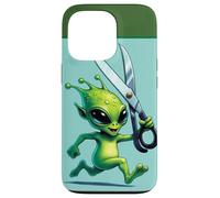 Custodia per iPhone 13 Pro Alien corre con le forbici divertente
