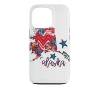 Custodia per iPhone 13 Pro Arte regionale con stelle scozzesi floreali dell'Alaska