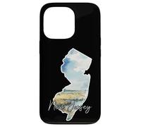 Custodia per iPhone 13 Pro Arte Silhouette Acquerello del New Jersey
