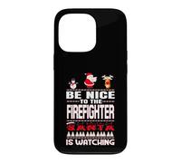 Custodia per iPhone 13 Pro Be Nice To The Firefighter Santa Is Watching Funny Christmas