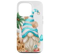 Custodia per iPhone 13 Pro Beach Lover With Flip Flops And Sand Castle Funny Gnome