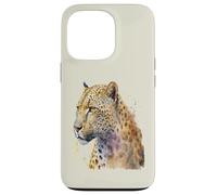 Custodia per iPhone 13 Pro Bellissimo ritratto leopardo acquerello