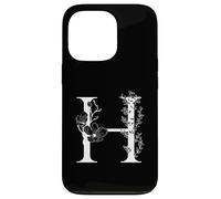 Custodia per iPhone 13 Pro Bianco Inglese Lettera H Monogramma Iniziale Nero