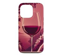 Custodia per iPhone 13 Pro Bicchiere da vino oversize minimalista su uno sfondo saturo