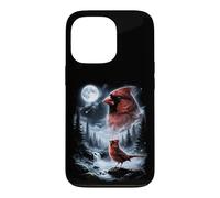 Custodia per iPhone 13 Pro Birdwatcher retrò Red Cardinal Bird che ulula alla luna degli anni '90