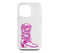 Custodia per iPhone 13 Pro Blame It All On My Roots - Stivali Country Rosa