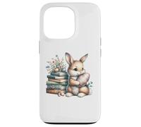 Custodia per iPhone 13 Pro Bookish Easter Bunny Reading Book Every Bunny Loves to Read