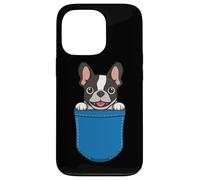Custodia per iPhone 13 Pro Boston Terrier Peeking Pocket