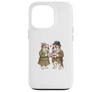 Custodia per iPhone 13 Pro Bulldog inglese cani coppia amore caffè bandiera Inghilterra