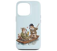 Custodia per iPhone 13 Pro Bulldog inglese cani coppia innamorata drink barca Inghilterra