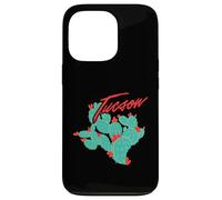 Custodia per iPhone 13 Pro Cactus dell'Arizona con fiori rossi Tucson Vintage Souvenir