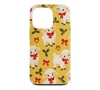 Custodia per iPhone 13 Pro Campana con fiocco di agnello giallo senape rosso per Natale