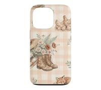 Custodia per iPhone 13 Pro Cappello da fattoria Stivali Agnello Polli Volpe Giardino Acquerello