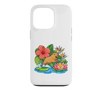 Custodia per iPhone 13 Pro Capybara salta da Lily Pad su Lotus Boat