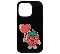 Custodia per iPhone 13 Pro Carino Fragola Che Tiene Cuore Palloncino Kawaii Fruit Art