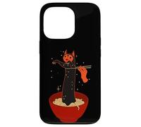 Custodia per iPhone 13 Pro Carino gatto nero Ramen Noodle Anime Style Artwork
