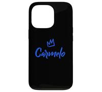 Custodia per iPhone 13 Pro Carmelo il re/corona blu e nome per gli uomini chiamato Carmelo