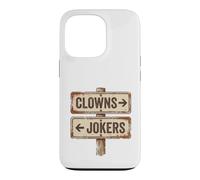Custodia per iPhone 13 Pro Cartello vintage con clowns to the left jolly to the right