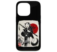 Custodia per iPhone 13 Pro Cat Ninja Gamer Giapponese Sumi-e Gioco Samurai Art