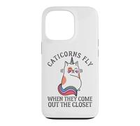 Custodia per iPhone 13 Pro Caticorns Fly When They coming out the closet Cat Unicorn Fun