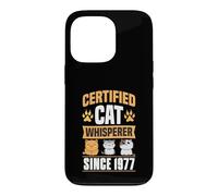 Custodia per iPhone 13 Pro Certificato Cat Whisperer Since 1977 Cat Theme Birthday Year