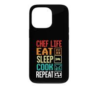 Custodia per iPhone 13 Pro Chef Life Eat Cook Repeat Funny Cooking Chefs Lover