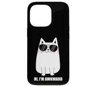 Custodia per iPhone 13 Pro Ciao sono imbarazzante Gatto divertente introverso Ansia