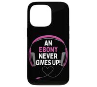 Custodia per iPhone 13 Pro Citazione di gioco "An Ebony Never Give Up" Cuffie personalizzate
