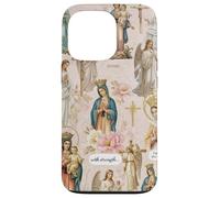 Custodia per iPhone 13 Pro Collage cristiano cattolico floreale vintage della Vergine