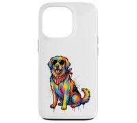 Custodia per iPhone 13 Pro Colorato Golden Retriever Graffiti Art Occhiali Da Sole Design