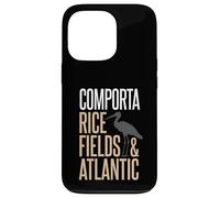 Custodia per iPhone 13 Pro Comporta Portogallo campi di riso e silhouette di cicogna atlantica
