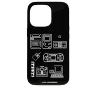 Custodia per iPhone 13 Pro Console retrò PC games nerd storia panoramica 8 bit pixel