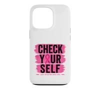 Custodia per iPhone 13 Pro Controlla te stesso nastro rosa consapevolezza del cancro al seno