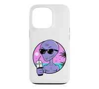 Custodia per iPhone 13 Pro Cool Alien Drinking Summer Juice Illustration Graphic Design